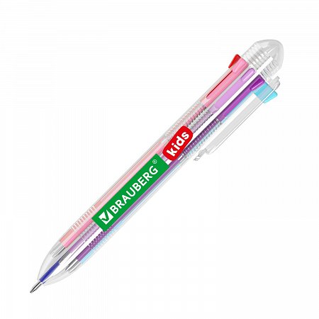 Ручка многоцветная шариковая автоматическая 8 ЦВЕТОВ, стандартный узел 0,7 мм, в дисплее, BRAUBERG KIDS, 143937 фото