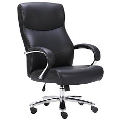 Кресло офисное BRABIX PREMIUM "Total HD-006", НАГРУЗКА до 180 кг, экокожа, хром, черное, 531933 фото