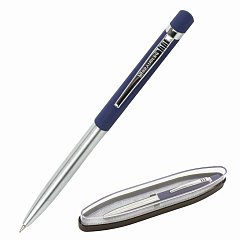 Ручка подарочная шариковая BRAUBERG Ottava, СИНЯЯ, корпус серебристый с синим, линия письма 0,5 мм, 143487 фото