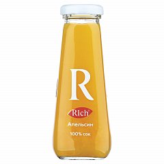 Сок RICH (Рич) 0,2 л, апельсин, подходит для детского питания, стеклянная бутылка, 1658101 фото