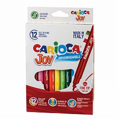 Фломастеры CARIOCA (Италия) "Joy", 12 цветов, суперсмываемые, вентилируемый колпачок, картонная коробка, 40614 фото