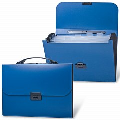 Папка-портфель пластиковая BRAUBERG "Energy" А4 (330х256х32 мм), 7 отделений, синяя, 222572 фото