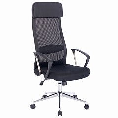 Кресло офисное BRABIX "Flight R EX-541", хром, ткань TW, сетка, черное, 532517 фото