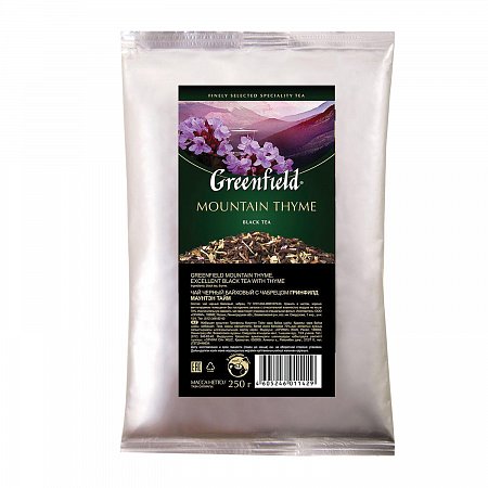 Чай GREENFIELD (Гринфилд) "Mountain Thyme", черный с чабрецом, листовой, 250 г, пакет, 1142-15 фото