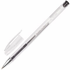Ручка гелевая BRAUBERG "Jet", ЧЕРНАЯ, корпус прозрачный, узел 0,5 мм, линия письма 0,35 мм, 141018 фото