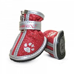YXS087-3 Ботинки для собак красные с "лапками", 50*40*50мм (уп.4шт.), Triol фото