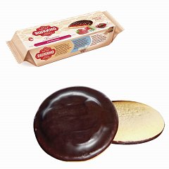 Печенье ЯШКИНО "Клубника", сдобное, с бисквитом, джемом и шоколадной глазурью, 137 г, ЯП208 фото