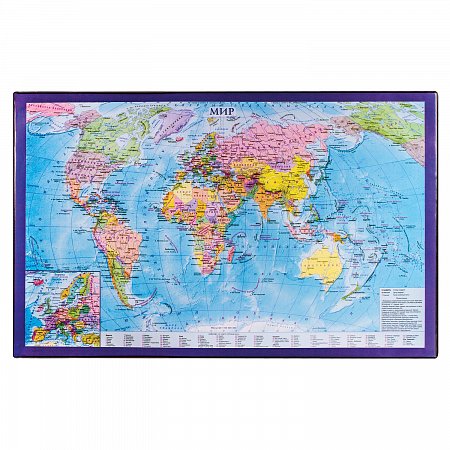Коврик-подкладка настольный для письма (590х380 мм), с картой мира, BRAUBERG, 236777 фото