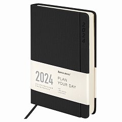 Ежедневник датированный 2024 А5 138x213мм BRAUBERG Flap, под кожу, магнитный клапан, черный, 114969 фото