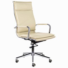 Кресло офисное BRABIX PREMIUM "Kayman EX-532", экокожа, хром, бежевое, 532544 фото