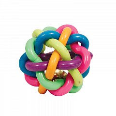 Игрушка для собак из цельнолитой резины "Мяч-лабиринт с колокольчиком", d95мм, Triol фото