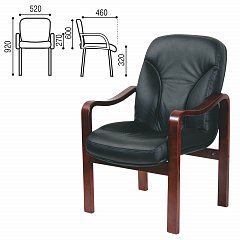 Кресло для приемных и переговорных СН-658/CH-422, кожа, черное, 6025104 фото
