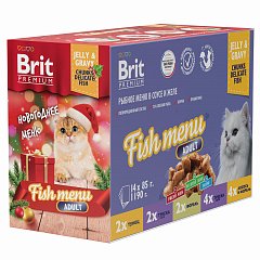 Brit Premium Рыбное меню в соусе и желе для взрослых кошек 1190 г фото