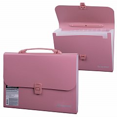 Папка-портфель пластиковая BRAUBERG А4 (327х254х30 мм), 13 отделений, розовая, 221441 фото