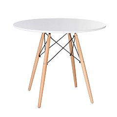 Стол обеденный BRABIX "Eames T-01", круглый, диаметр 80 см, опоры дерево, белый, 532633 фото
