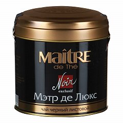 Чай MAITRE (Мэтр) "Мэтр де Люкс", черный, листовой, жестяная банка, 100 г, бар165р фото