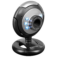 Веб-камера DEFENDER C-110, 0,3 Мп, микрофон, USB 2.0/1.1+3.5 мм jack, подсветка, регулируемое крепление, черная, 63110 фото