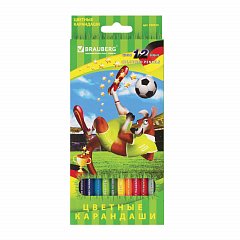 Карандаши цветные BRAUBERG "Football match", 12 цветов, заточенные, картонная упаковка, 180534 фото