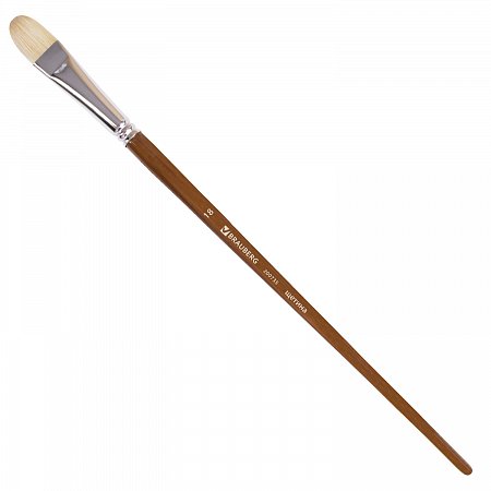 Кисть художественная профессиональная BRAUBERG ART CLASSIC, щетина, овальная, № 18, длинная ручка, 200735 фото