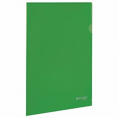Папка-уголок жесткая, непрозрачная BRAUBERG, зеленая, 0,15 мм, 224881 фото