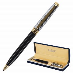 Ручка подарочная шариковая GALANT "Consul", корпус черный с серебристым, золотистые детали, пишущий узел 0,7 мм, синяя, 140963 фото