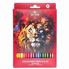 Карандаши цветные KOH-I-NOOR "RED LION" 36 цветов, шестигранные, 2,8 мм, натуральное дерево, 3555/36, 3555036063KS фото