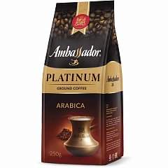 Кофе молотый AMBASSADOR "Platinum", 100% арабика, 250 г, вакуумная упаковка фото