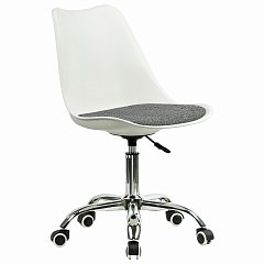 Кресло стул BRABIX "Eames MG-310 CH", хром, пластик белый, ткань серая, 532924 фото