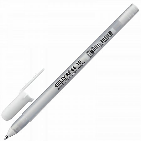 Ручка гелевая БЕЛАЯ, SAKURA (Япония) "Gelly Roll", узел 1мм, линия 0,5мм, XPGB10#50 фото