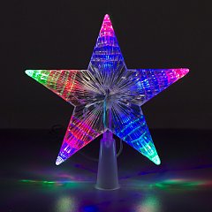 Звезда на ель ЗОЛОТАЯ СКАЗКА 10 LED, 16,5 см, прозрачный корпус, 3 цвета, на батарейках, 591272 фото