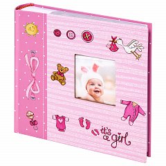 Фотоальбом BRAUBERG "It's a girl" на 200 фото 10х15 см, твердая обложка, бумажные страницы, бокс, розовый, 391145 фото