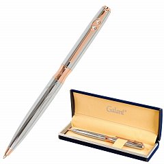 Ручка подарочная шариковая GALANT "NUANCE SILVER", корпус серебристый, детали розовое золото, узел 0,7 мм, синяя, 143520 фото