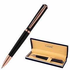 Ручка подарочная шариковая GALANT "PUNCTUM BLACK", корпус черный, детали розовое золото, узел 0,7 мм, синяя, 143514 фото
