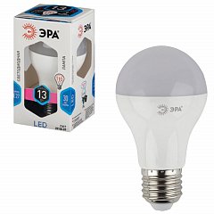 Лампа светодиодная ЭРА, 13 (110) Вт, цоколь E27, грушевидная, холодный белый свет, 30000 ч., LED smdA65-13W-840-E27 фото