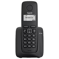 Радиотелефон Gigaset A116, память 50 номеров, АОН, повтор, часы, черный, S30852H2801S301 фото