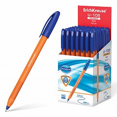 Ручка шариковая масляная ERICH KRAUSE "U-108 Orange" СИНЯЯ, корпус оранжевый, узел 1,0 мм, линия письма 0,3 мм, 47582 фото