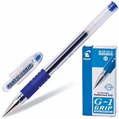 Ручка гелевая с грипом PILOT "G-1 Grip", СИНЯЯ, корпус прозрачный, узел 0,5 мм, линия письма 0,3 мм, BLGP-G1-5 фото