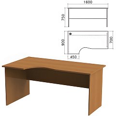 Стол письменный эргономичный "Монолит", 1600х900х750 мм, левый, цвет орех гварнери, СМ7.3 фото
