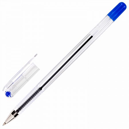 Ручка шариковая масляная MUNHWA "Option", СИНЯЯ, узел 0,5мм, линия 0,3мм, OP-02 фото