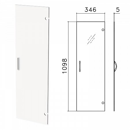 Дверь СТЕКЛО, средняя, "Канц", 346х5х1098 мм, БЕЗ ФУРНИТУРЫ, ДК35 фото