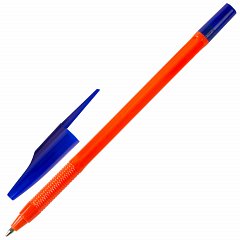 Ручка шариковая масляная STAFF "Basic OBP-679", СИНЯЯ, корпус оранжевый, узел 1 мм, линия письма 0,7 мм, 142679 фото