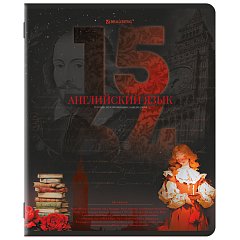 Тетрадь предметная ДАТЫ 48л, TWIN-лак, АНГЛИЙСКИЙ ЯЗЫК, клетка, подсказ, BRAUBERG, 405124 фото