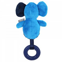 Игрушка для собак JOYSER Puppy Слоник с резиновым кольцом и пищалкой S/M голубой, 21 см фото