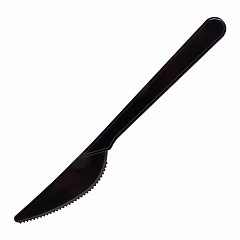 Нож одноразовый пластиковый 180 мм, черный, КОМПЛЕКТ 50 шт., ЭТАЛОН, БЕЛЫЙ АИСТ, 607841 фото