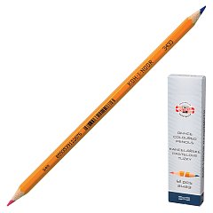 Карандаш двухцветный КРАСНО-СИНИЙ, KOH-I-NOOR, 1 шт., шестигранный, грифель 3,2 мм, натуральное дерево, 3433, 34330EG001KS фото