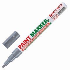 Маркер-краска лаковый (paint marker) 2 мм, СЕРЕБРЯНЫЙ, БЕЗ КСИЛОЛА (без запаха), алюминий, BRAUBERG PROFESSIONAL, 150866 фото