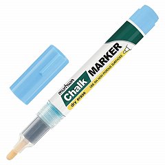 Маркер меловой MUNHWA "Chalk Marker", 3 мм, ГОЛУБОЙ, сухостираемый, для гладких поверхностей, CM-02 фото