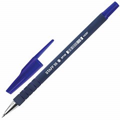 Ручка шариковая STAFF "EVERYDAY" BP-190, СИНЯЯ, корпус прорезиненный синий, узел 0,7 мм, линия письма 0,35 мм, 142397 фото
