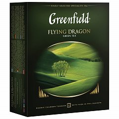 Чай GREENFIELD (Гринфилд) "Flying Dragon", зеленый, 100 пакетиков в конвертах по 2 г, 0585 фото