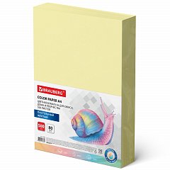 Бумага цветная BRAUBERG, А4, 80 г/м2, 500 л., пастель, желтая, для офисной техники, х, 115220 фото